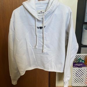 White Cropped Hoodie